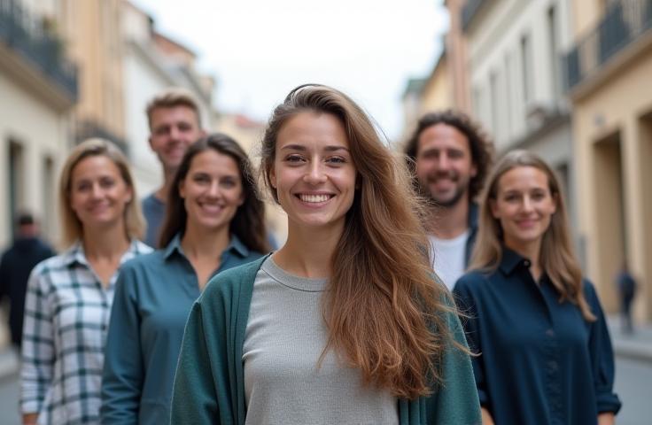 Équipe de professeurs posant dans un cadre urbain lyonnais